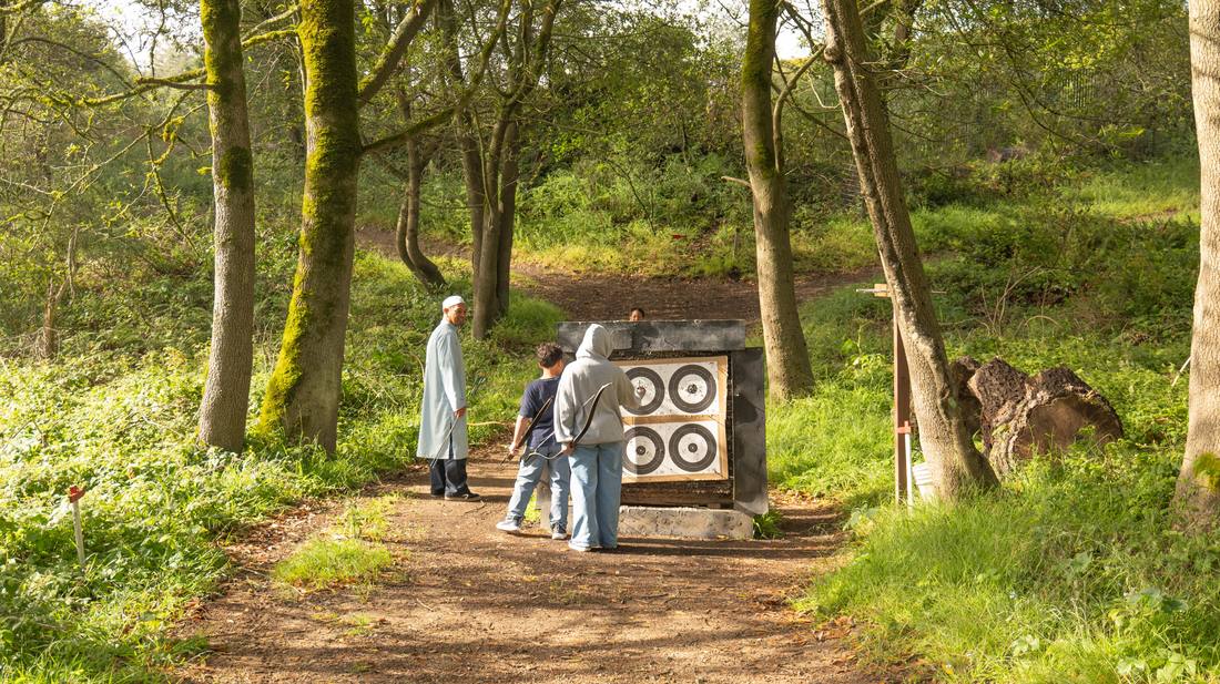 The Futuwwah 5 community gathered at the targets in the forest